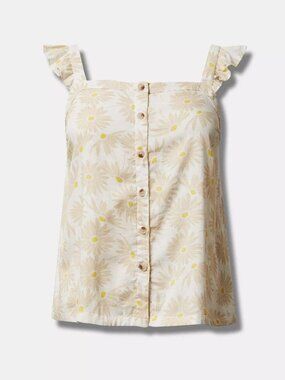 EUC Torrid Double Gauze Ruffle Button Front Tank Top Daisy